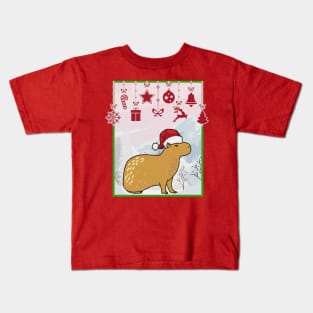 Capybara Christmas Funny Kids T-Shirt